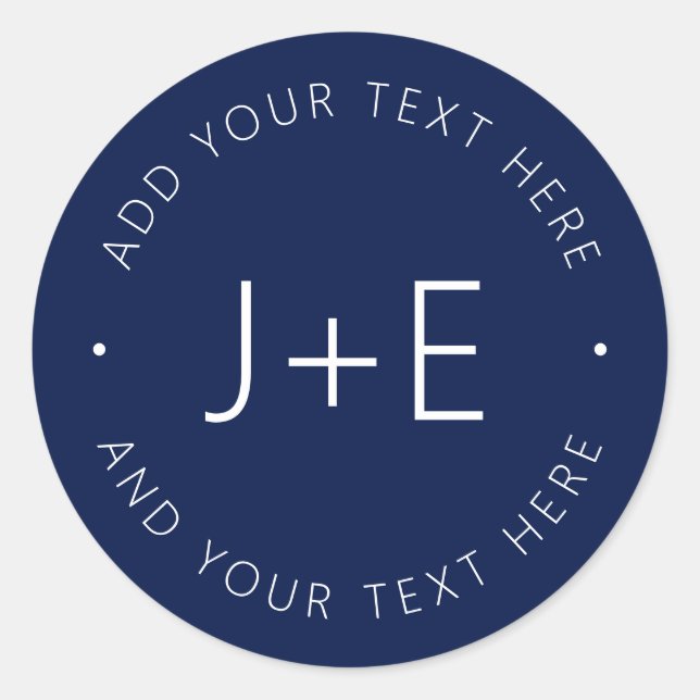 Stylish Couples Monogram & Text Classic Round Sticker (Front)