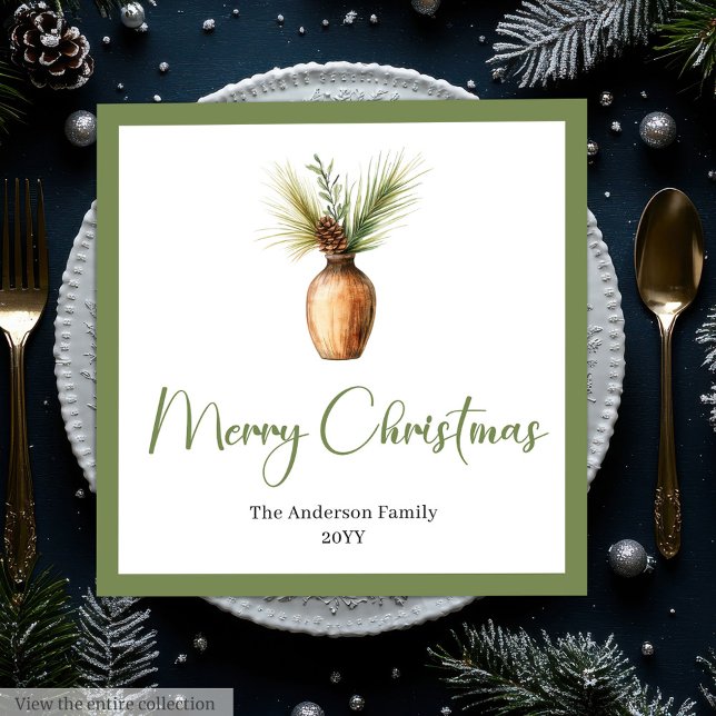 Stylish Cozy Bohemian Botanical Christmas Bouquet  Napkin (Stylish Bohemian Botanical Christmas Bouquet Napkins)