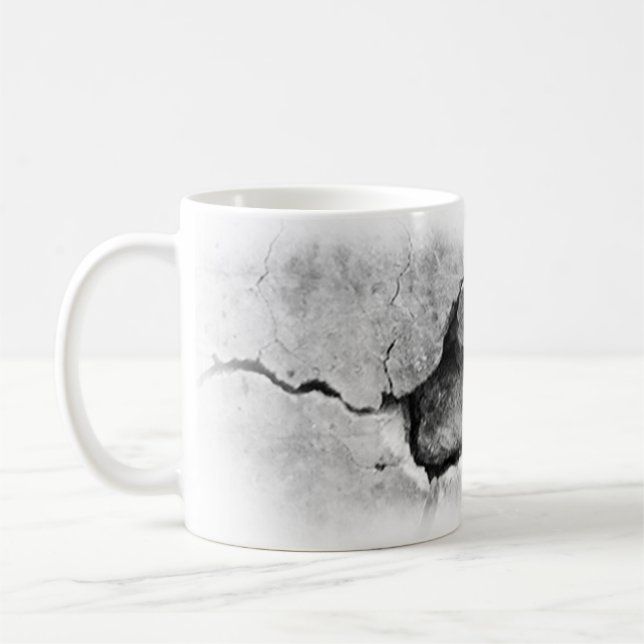 Stylish Cracked Look Artistic Photo Design Funny Coffee Mug (Left)