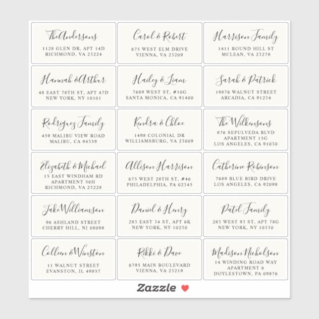 Stylish Cream Wedding Guest Address (Sheet)