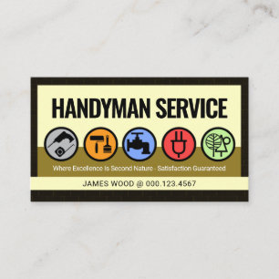 Stylish Creative Handyman Tools Icon Layer Business Card
