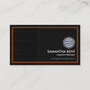 Stylish Crisscross Lines Brown Frame Logistics Business Card