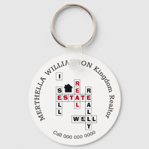 Stylish Crossword I SELL REAL ESTATE Key Ring