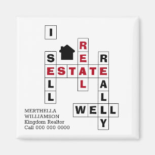Stylish Crossword I SELL REAL ESTATE Magnet