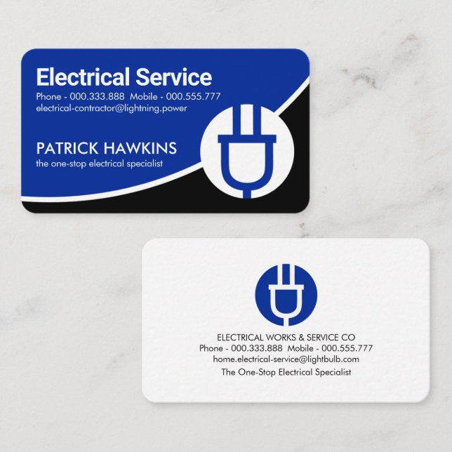 Stylish Curves Electrical Plug Business Card (Front/Back)
