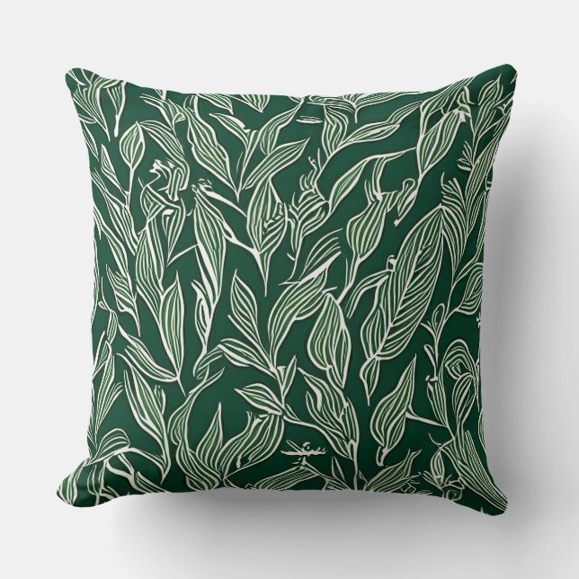 Stylish cushion with a modern design and leaf patt (Front)