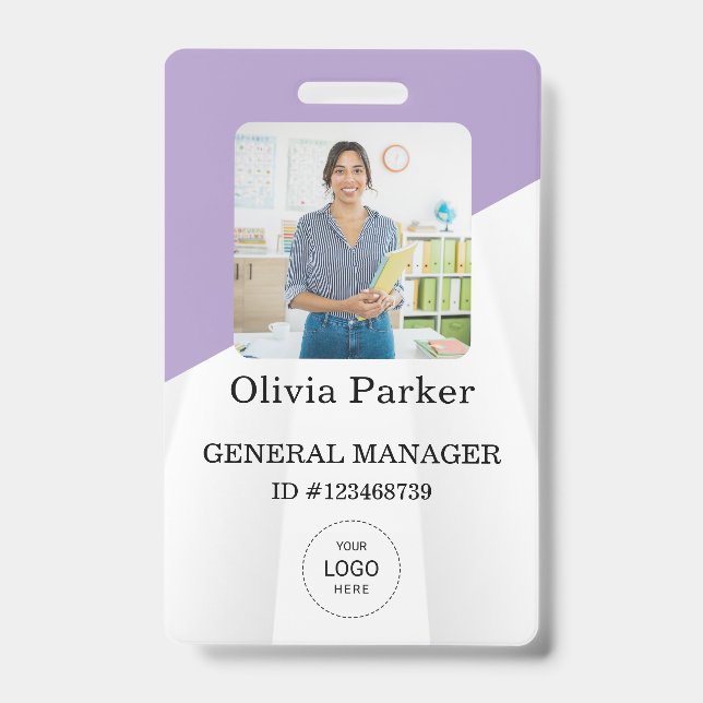 Stylish Custom Company Employee Photo Badge ID Badge (Front)