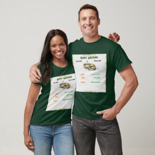 Stylish Custom Deep Forest Wedding Couple's Green T-Shirt