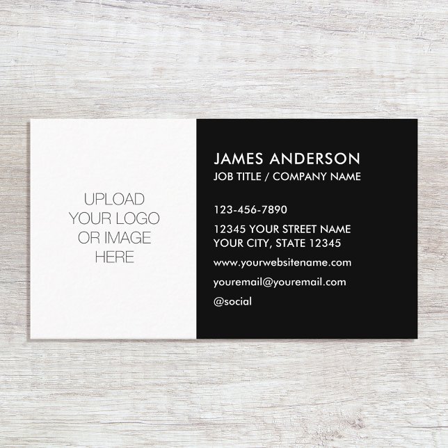 Stylish Custom Logo Minimalist Black White Business Card (Creator Uploaded)