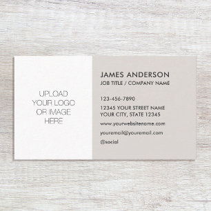 Stylish Custom Logo Minimalist Light Grey Business Card