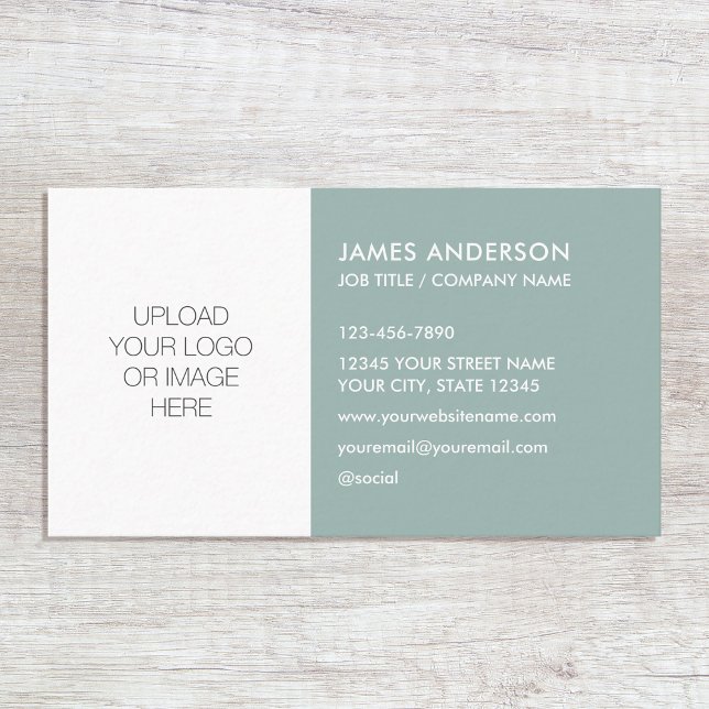 Stylish Custom Logo Minimalist Sage Green Business Card (Creator Uploaded)
