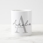 Stylish Custom Monogram Name Script Calligraph Large Coffee Mug<br><div class="desc">Elegant,  stylish gift giant XL coffee mug with your custom name and monogram in a trendy hand lettered script calligraphy design in minimalist dusty charcoal and black,  this typography driven design makes a great gift for coworkers,  teachers,  coaches,  girlfriends,  wives,  daughters,  or any other work or family member!</div>