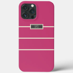 Stylish Custom Monogrammed Dark Pink iPhone 13 Pro Max Case