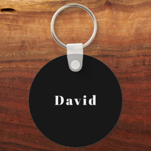 Stylish Custom Name or other Text   Black & White Key Ring
