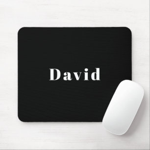 Stylish Custom Name or other Text   Black & White Mouse Pad