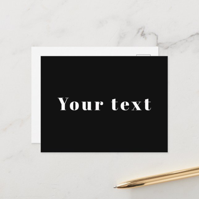 Stylish Custom Name or other Text | Black & White Postcard (Front/Back In Situ)