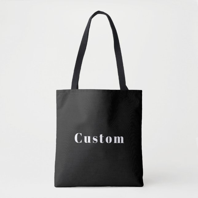 Stylish Custom Name or other Text | Black & White Tote Bag (Front)