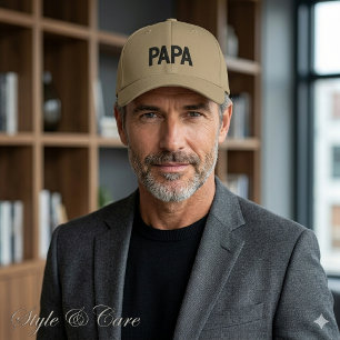 Stylish Custom PAPA Text Khaki Embroidered Hat