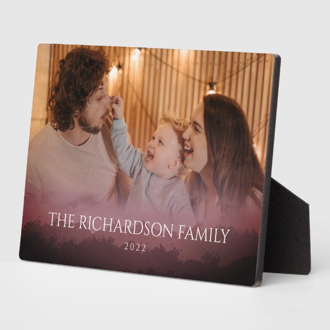 Stylish Custom Photo Burgundy Overlay Plaque (Side)