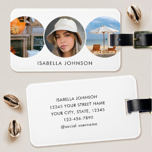 Stylish Custom Photos White Luggage Tag