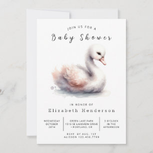 Stylish Custom Swan Baby Shower Invitation