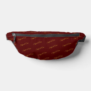Stylish Custom Text Pattern Modern Maroon Bum Bags
