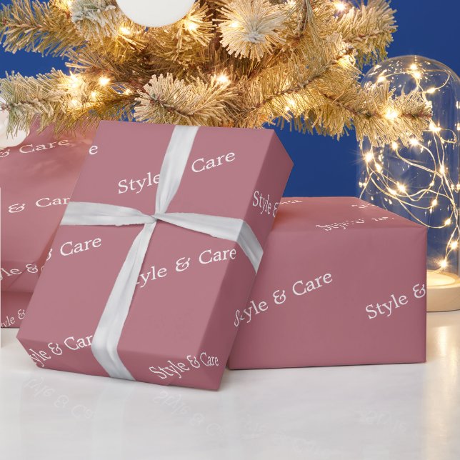 Stylish Custom Text Pattern Modern Rose Gold Wrapping Paper (Holidays)