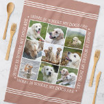 Stylish Custom Text Photo Collage Dogs Terracotta Tea Towel<br><div class="desc">Create a beautiful personalised kitchen towel with nine of your favourite photos and framed with the words 'Home is where my dog is''. This design features a classic white type on a stylish terracotta colour background and the text can be customised if you prefer something different. A versatile template that...</div>