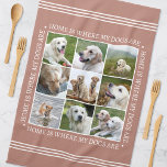 Stylish Custom Text Photo Collage Dogs Terracotta Tea Towel<br><div class="desc">Create a handy, personalised kitchen towel showcasing nine cherished photos, framed by the heartwarming message: "Home is where my dogs are." This stylish template features a photo collage arranged in a grid format, and traditional style lettering. Text can be customised to suit your photographs. Perfect for photos of family, friends,...</div>