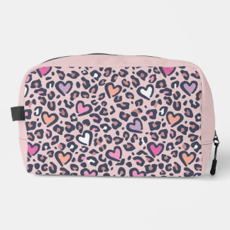 Stylish Custom Toiletry Bag | Leopard Heart