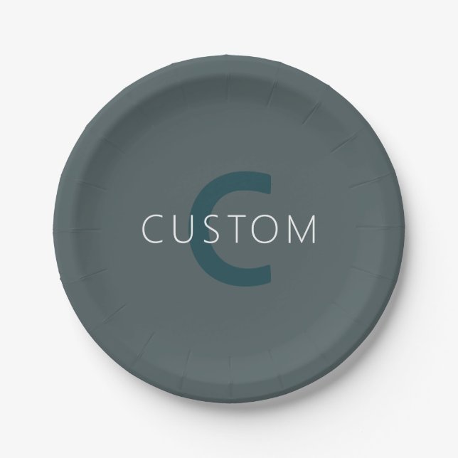 Stylish Customisable Monogram Template Paper Plate (Front)