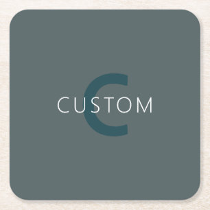 Stylish Customisable Monogram Template Square Paper Coaster