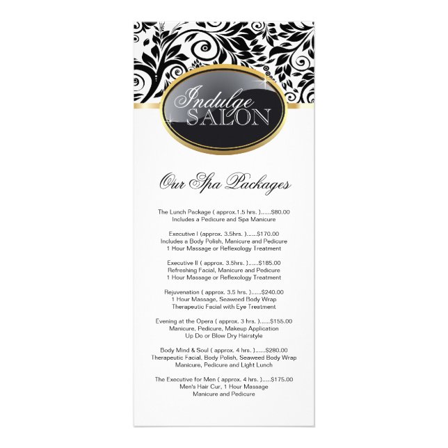 Stylish Customisable Salon Rack Card (Front)