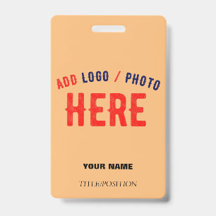 STYLISH CUSTOMIZABLE PEACH ORANGE METAL CLIP BRAND ID BADGE