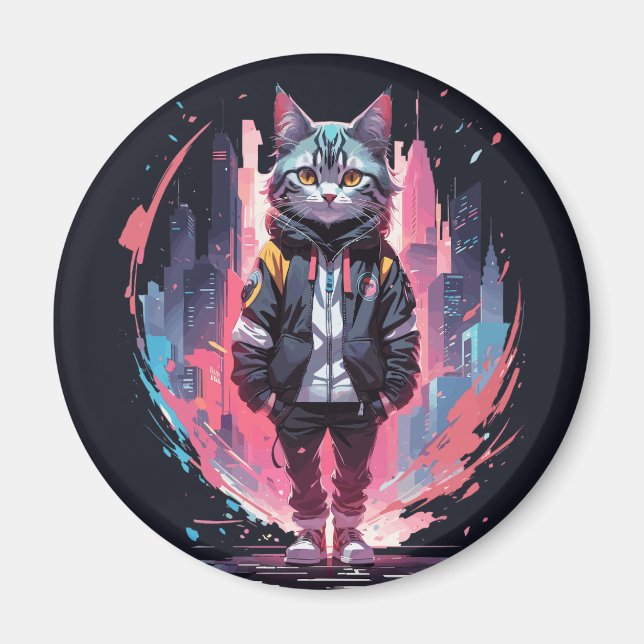 Stylish Cute Cat Design Magnet (Front)