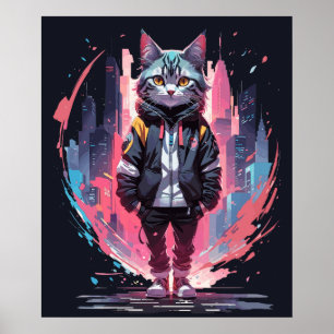 Stylish Cute Cat Design Poster