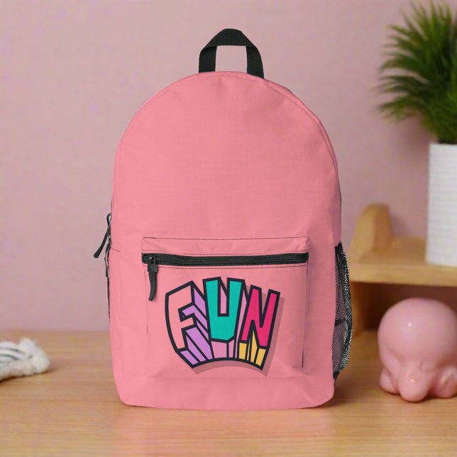 Stylish Cute Colourful "Fun" Girly Pink Sports  Printed Backpack (Creator Uploaded)