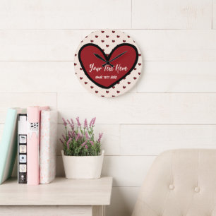 Stylish Cute Heart Pattern Monogram Personalised Large Clock