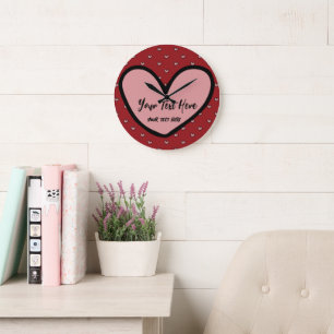 Stylish Cute Heart Pattern Monogram Personalised Large Clock