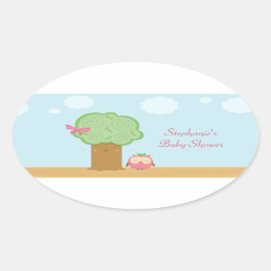Stylish cute kawaii tree owl baby shower stickers