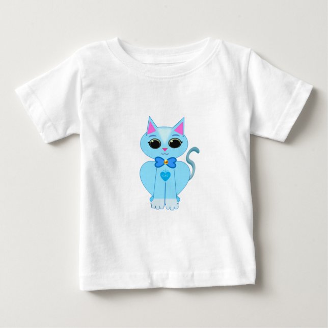 Stylish cute light blue kitty cat baby T-Shirt (Front)