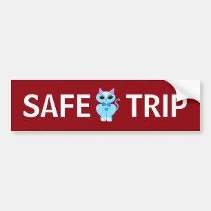 Stylish cute light blue kitty cat bumper sticker