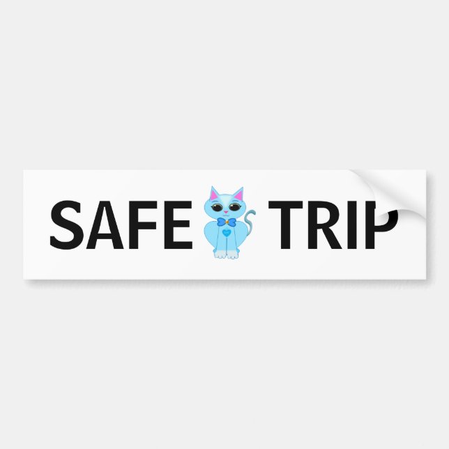 Stylish cute light blue kitty cat bumper sticker (Front)