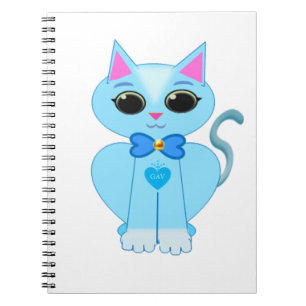 Stylish cute light blue kitty cat spiral notebook