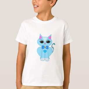 Stylish cute light blue kitty cat T-Shirt