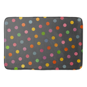  Stylish Cute Modern Grey Multicolored Polka Dots Bath Mat