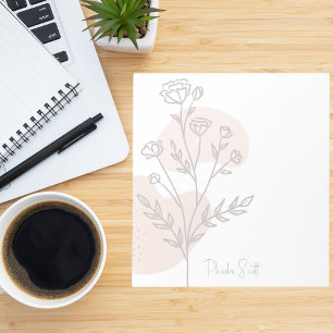 Stylish Cute Modern Simple Boho Floral Notepad