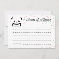 Stylish Cute Panda Bear Baby Advice Card