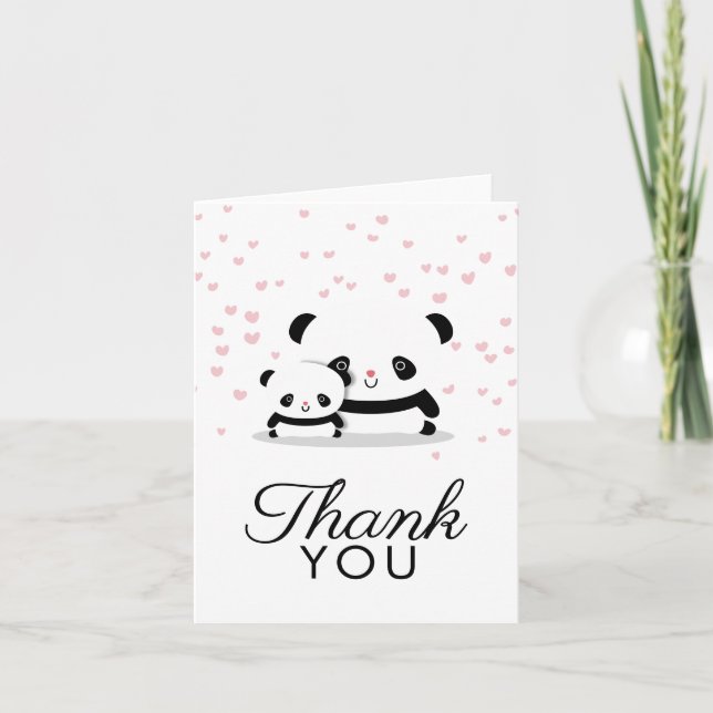 Stylish Cute Panda Bear Thank You Note Card (Front)