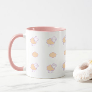 Stylish Cute Pink Sheep With Clouds Pattern Mug
